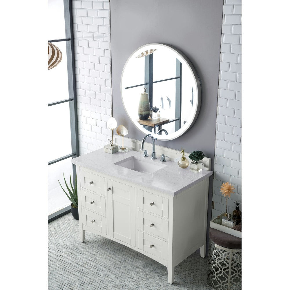 Palisades 48" Single Vanity Bright White w/ 3 CM Jasmine Pearl Quartz Top