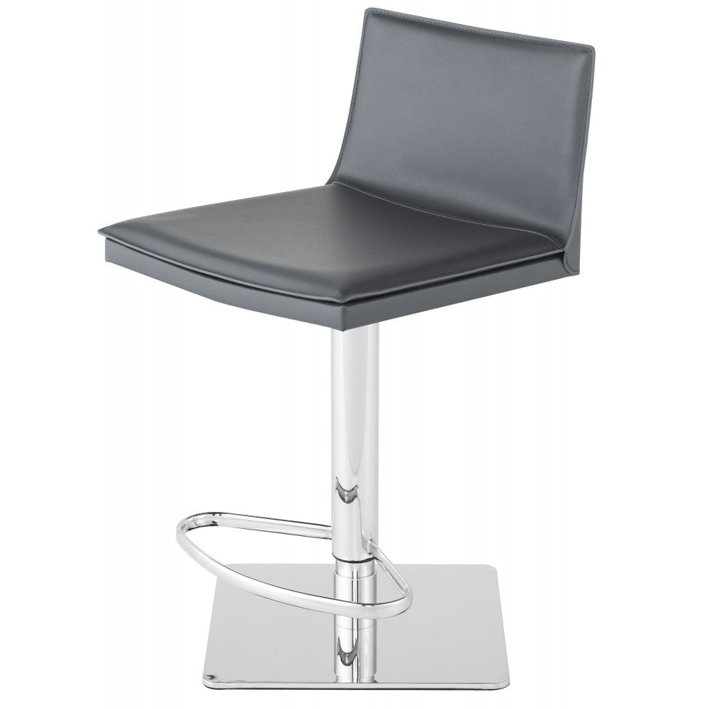 Palma Dark Gray Leather Adjustable Stool