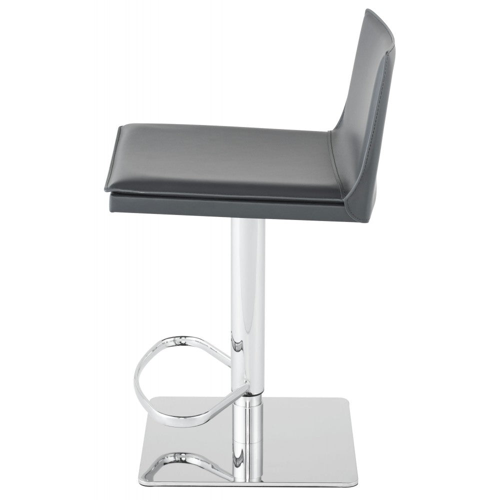 Palma Dark Gray Leather Adjustable Stool