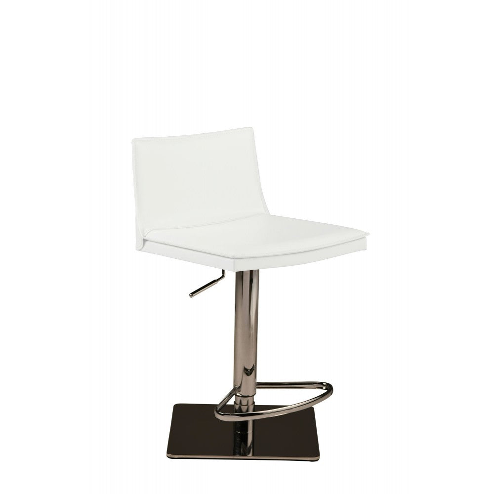 Palma White Leather Adjustable Stool