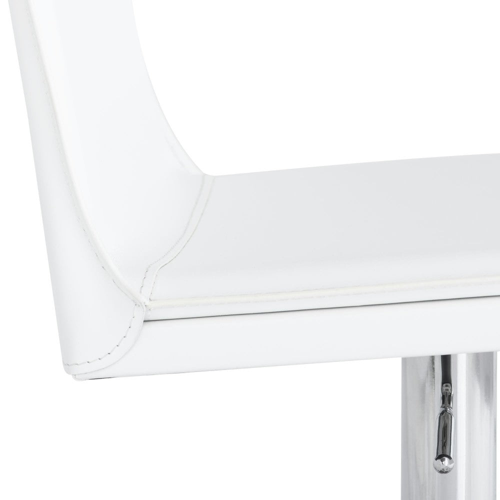 Palma White Leather Adjustable Stool