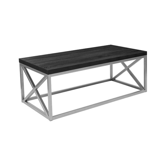 Park Ridge Black Coffee Table with Silver Finish Frame