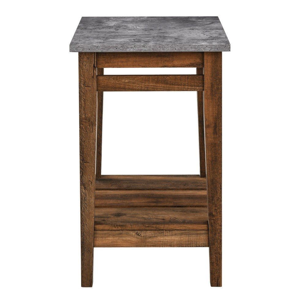 Parker 18" Farmhouse Trim Side Table - Dark Concrete/Rustic Oak