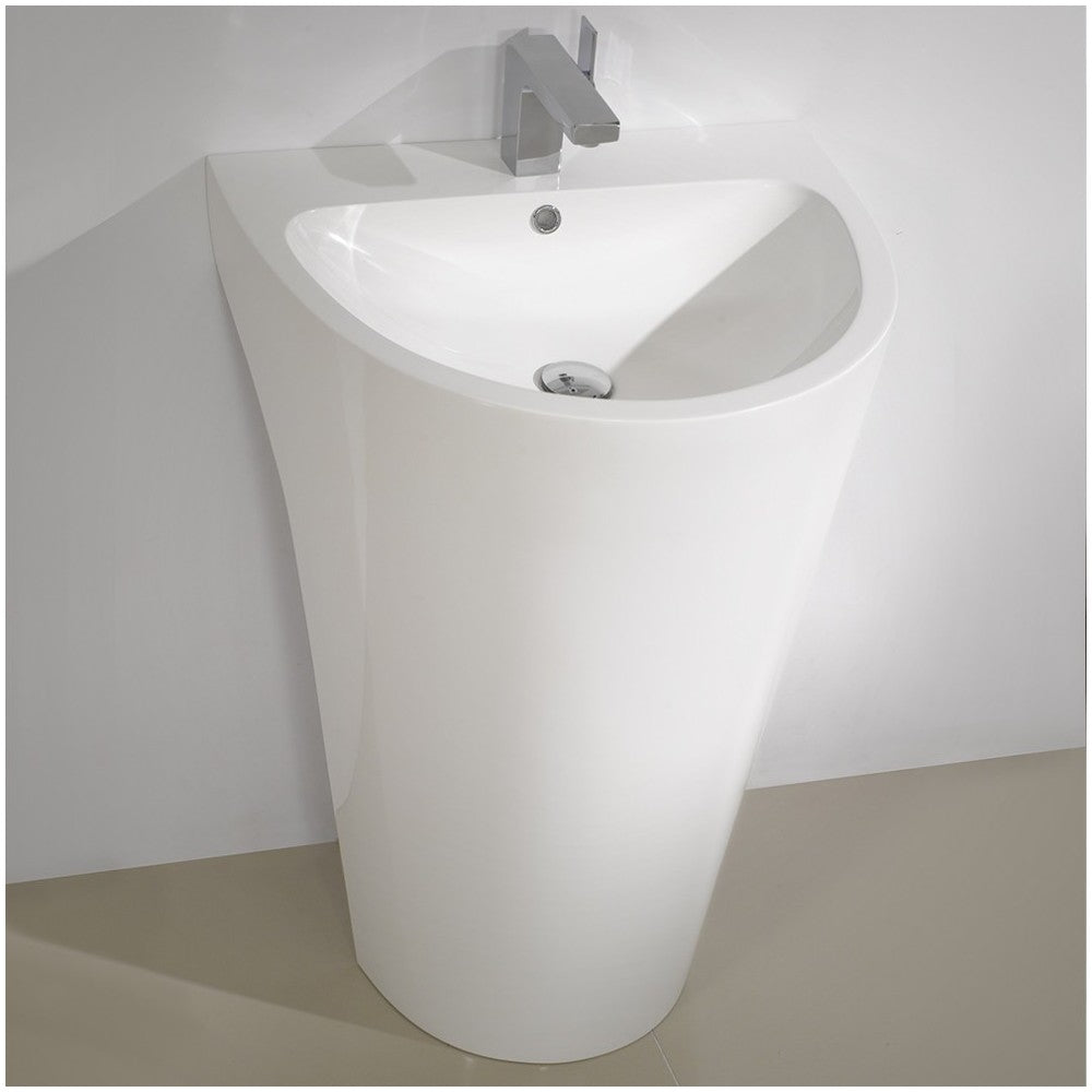 Parma 24" White Pedestal Sink w/ Medicine Cabinet - Modern Bathroom Vanity