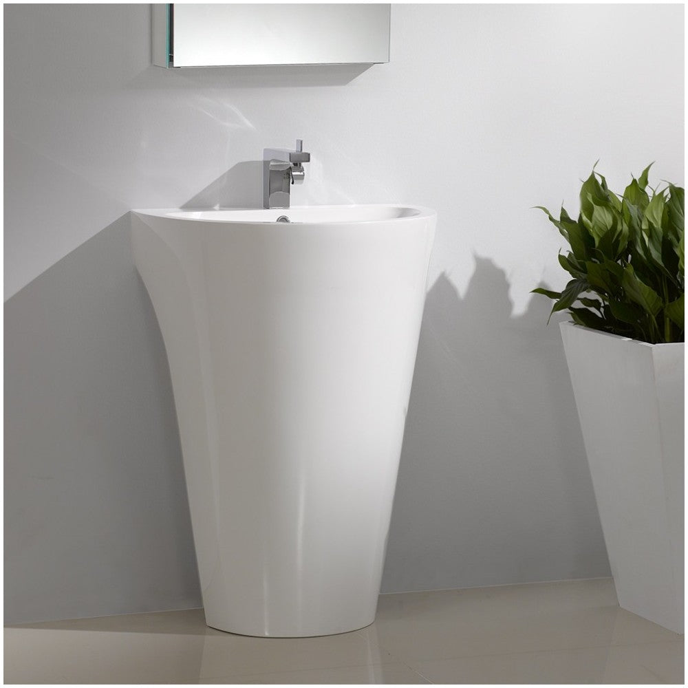 Parma 24" White Pedestal Sink w/ Medicine Cabinet - Modern Bathroom Vanity