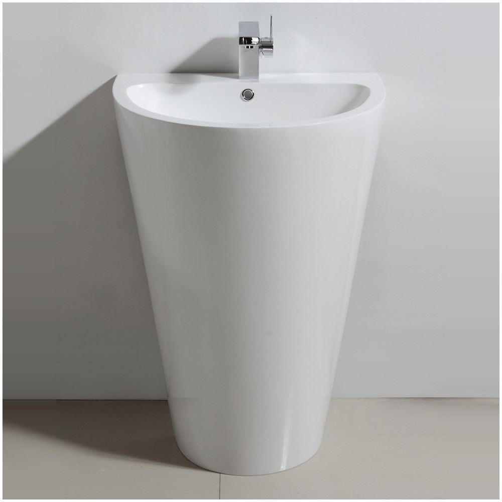 Parma 24" White Pedestal Sink w/ Medicine Cabinet - Modern Bathroom Vanity