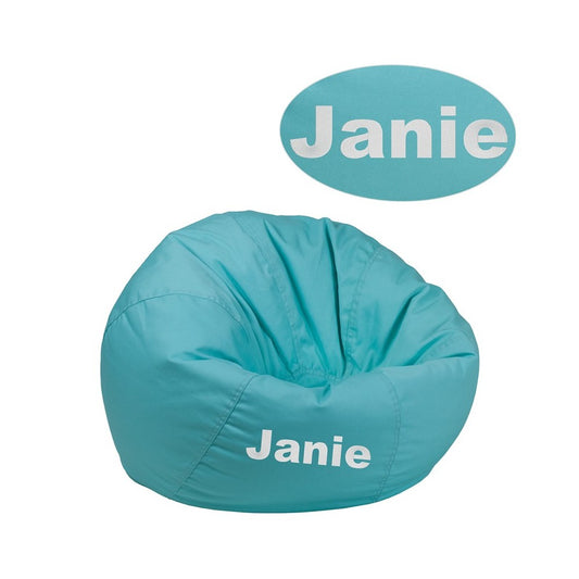 Personalized Small Solid Mint Green Bean Bag Chair for Kids and Teens