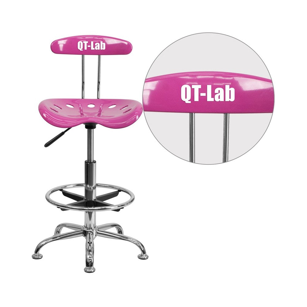 Personalized Vibrant Candy Heart and Chrome Drafting Stool with Tractor Seat