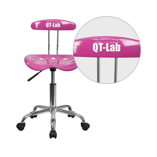 Personalized Vibrant Candy Heart and Chrome Swivel Task Office Chair with Tractor Seat