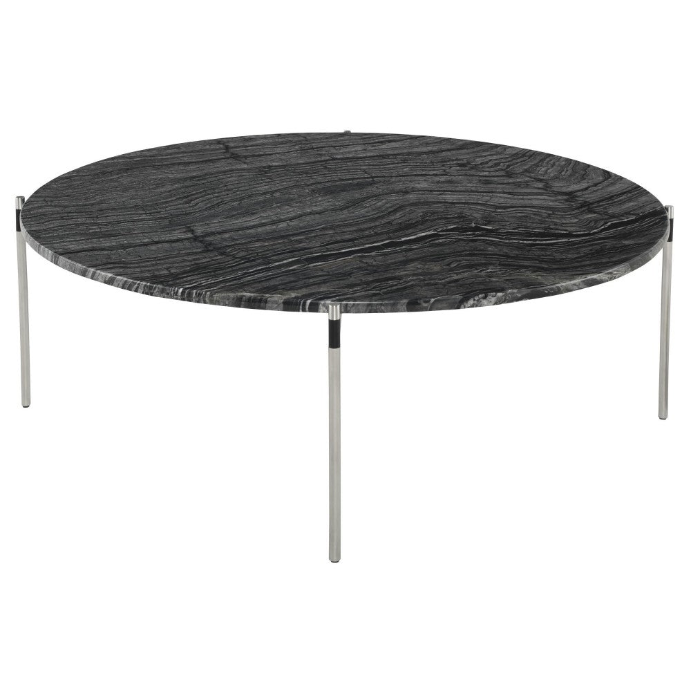 Pixie Black Wood Vein Stone Coffee Table, HGNA497