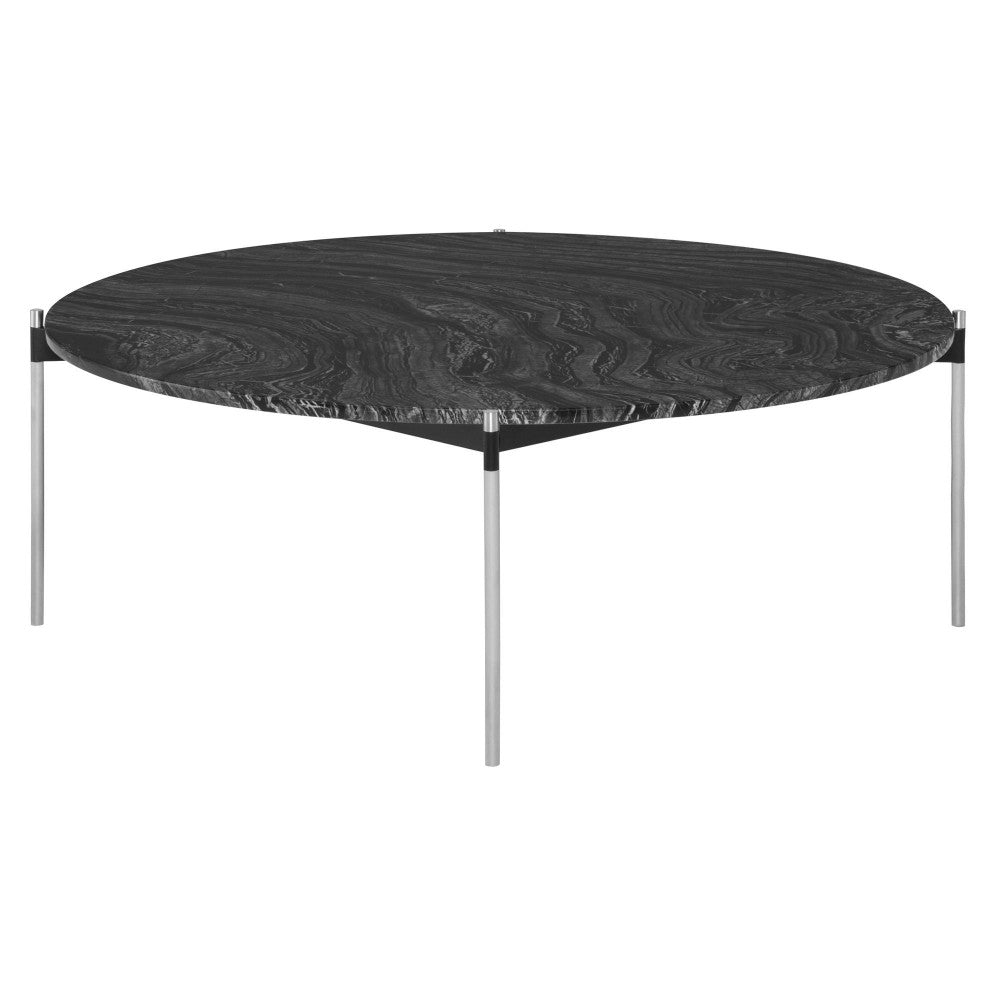 Pixie Black Wood Vein Stone Coffee Table, HGNA497