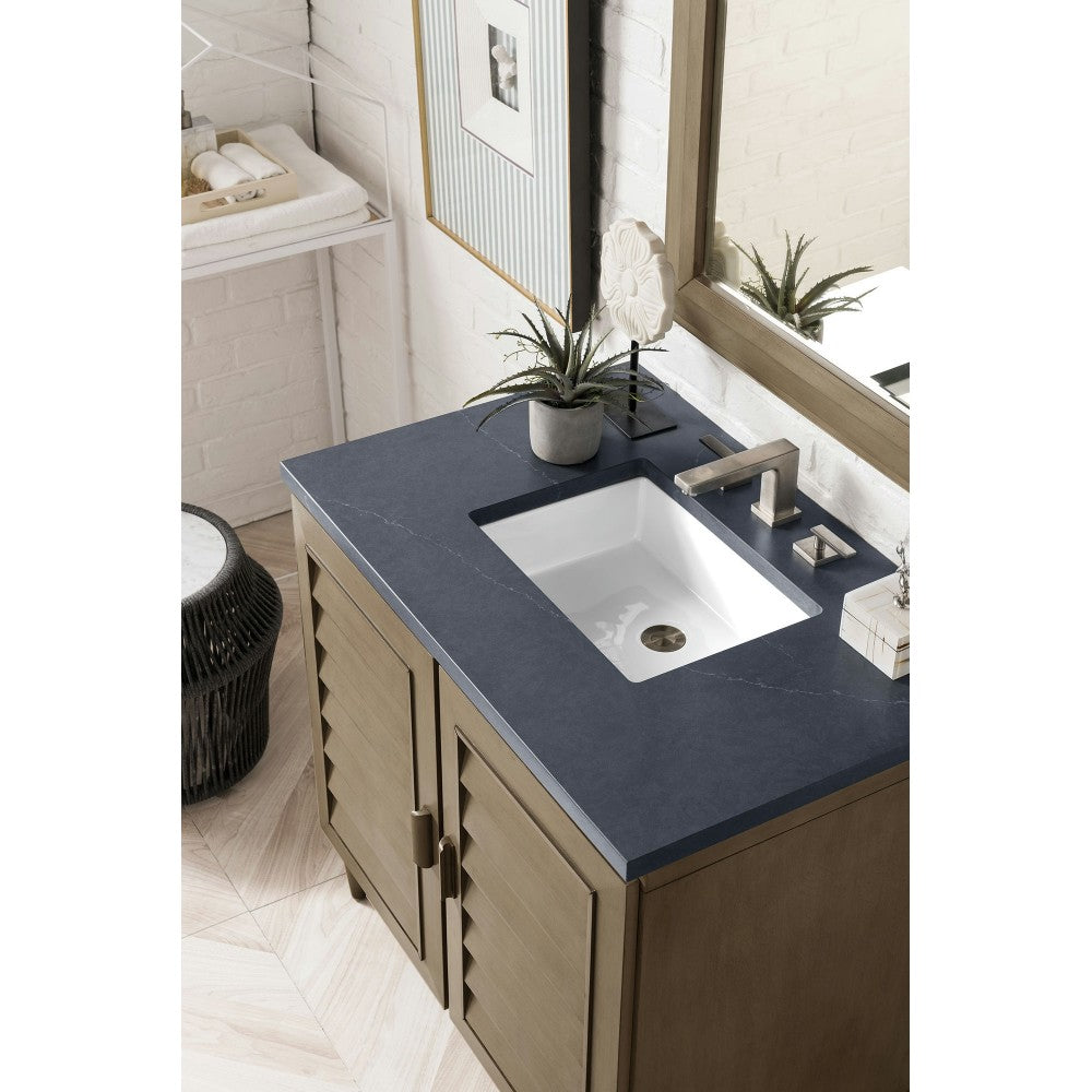Portland 36" Single Vanity Walnut w/3 CM Charcoal Soapstone Quartz Top