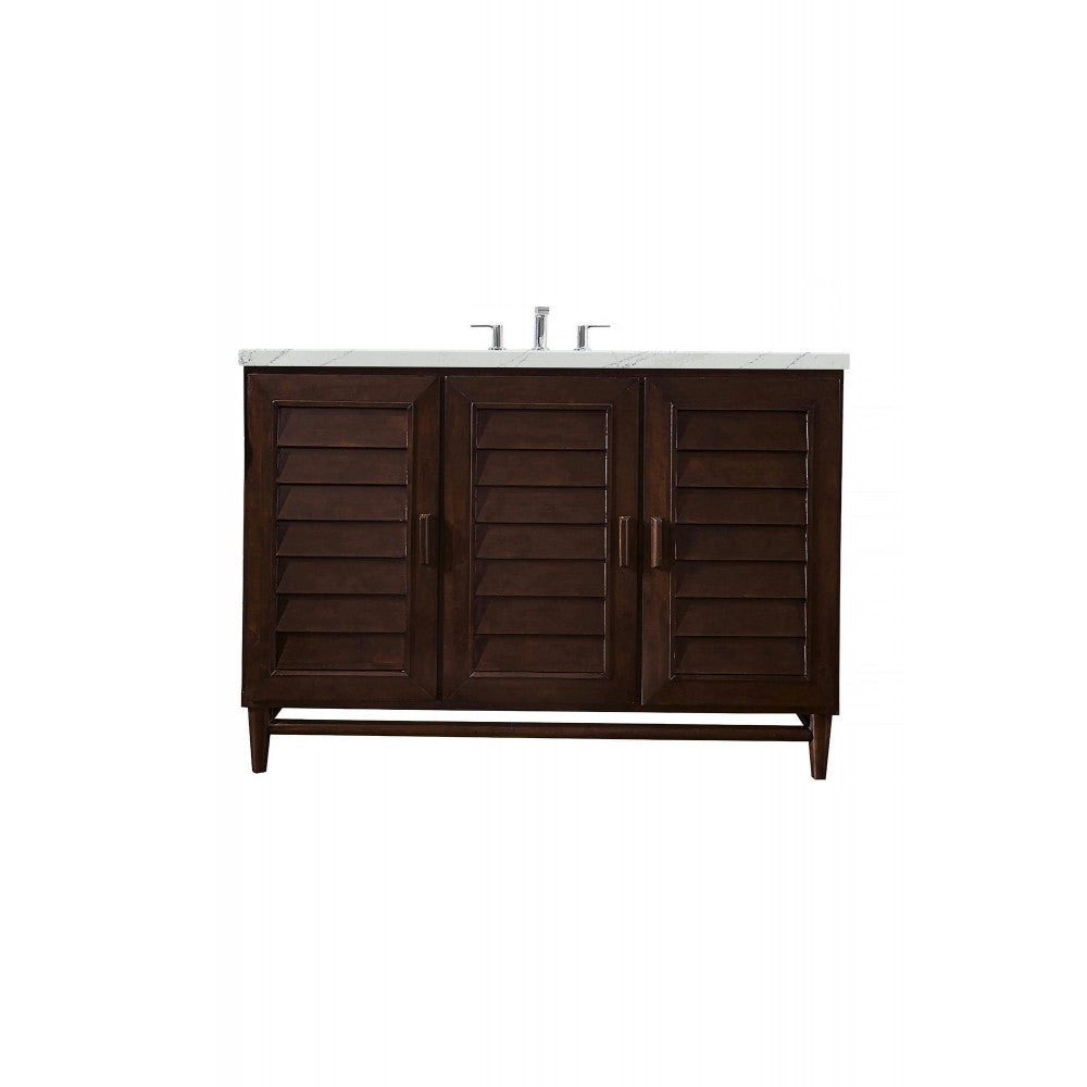 Portland 48" Single Vanity Burnished Mahogany w/ 3 CM Ethereal Noctis Quartz Top