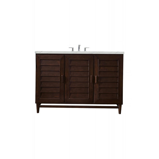 Portland 48" Single Vanity Burnished Mahogany w/ 3 CM Ethereal Noctis Quartz Top