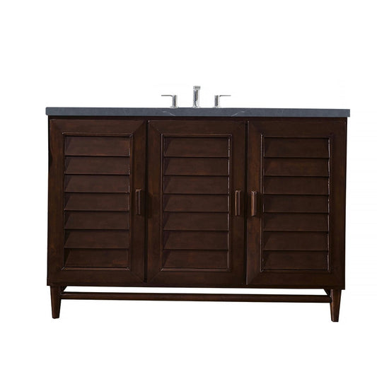 Portland 48" Single Vanity Mahogany w/3 CM Charcoal Soapstone Quartz Top