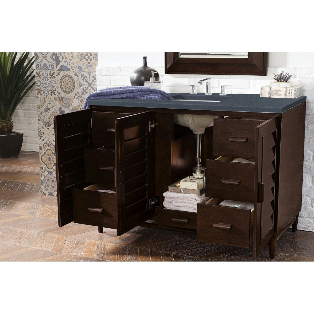 Portland 48" Single Vanity Mahogany w/3 CM Charcoal Soapstone Quartz Top