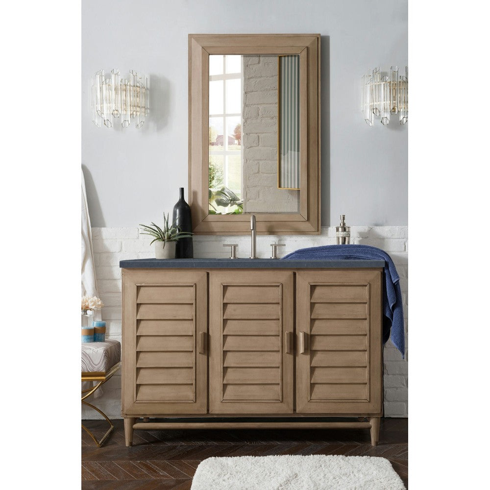 Portland 48" Single Vanity Walnut w/3 CM Charcoal Soapstone Quartz Top