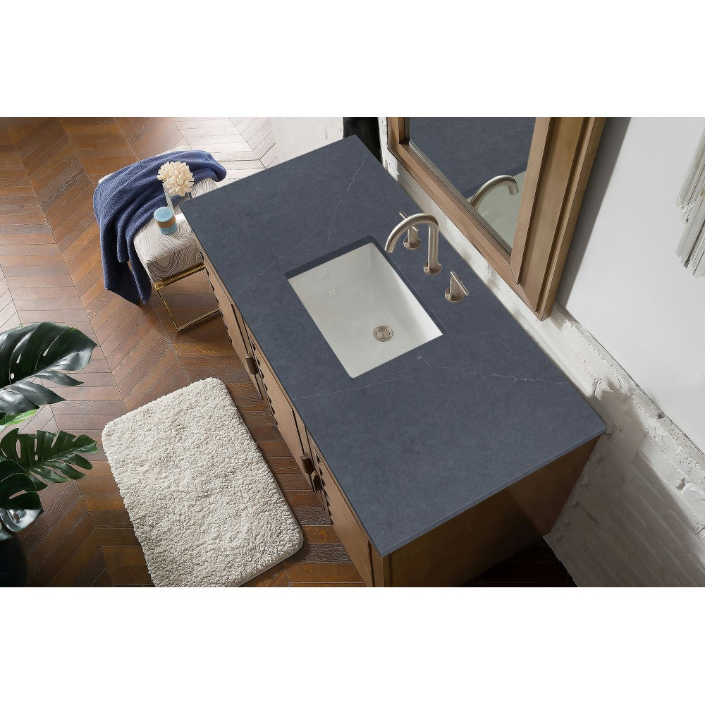 Portland 48" Single Vanity Walnut w/3 CM Charcoal Soapstone Quartz Top