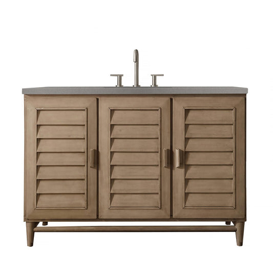 Portland 48" Single Vanity Whitewashed Walnut, w/ 3 CM Gray Expo Quartz Top