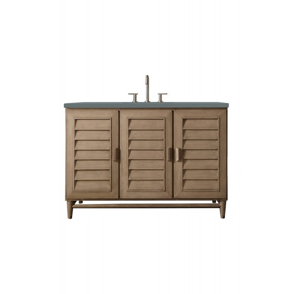 Portland 48" Single Vanity Whitewashed Walnut, w/ 3 CM Cala Blue Quartz Top