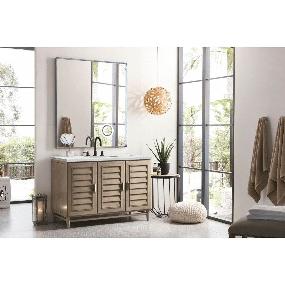 Portland 48" Single Vanity Whitewashed Walnut w/ 3 CM Ethereal Noctis Quartz Top