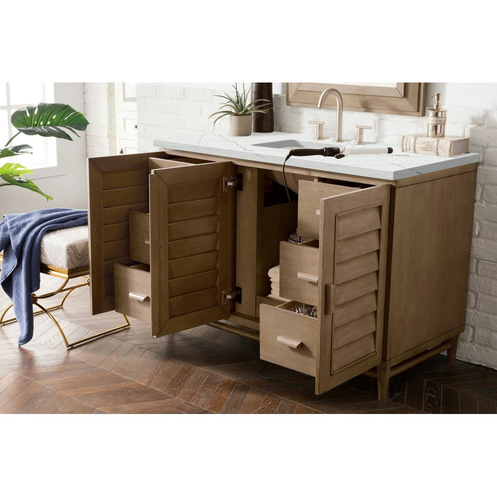 Portland 48" Single Vanity Whitewashed Walnut w/ 3 CM Ethereal Noctis Quartz Top