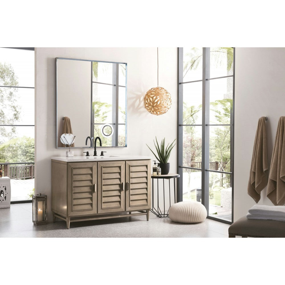Portland 48" Single Vanity Whitewashed Walnut w/ 3 CM Jasmine Pearl Quartz Top