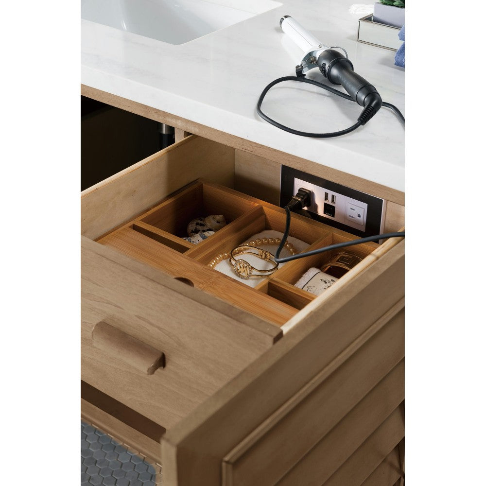 Portland 60" Single Vanity Walnut w/3 CM Arctic Fall Solid Surface Top