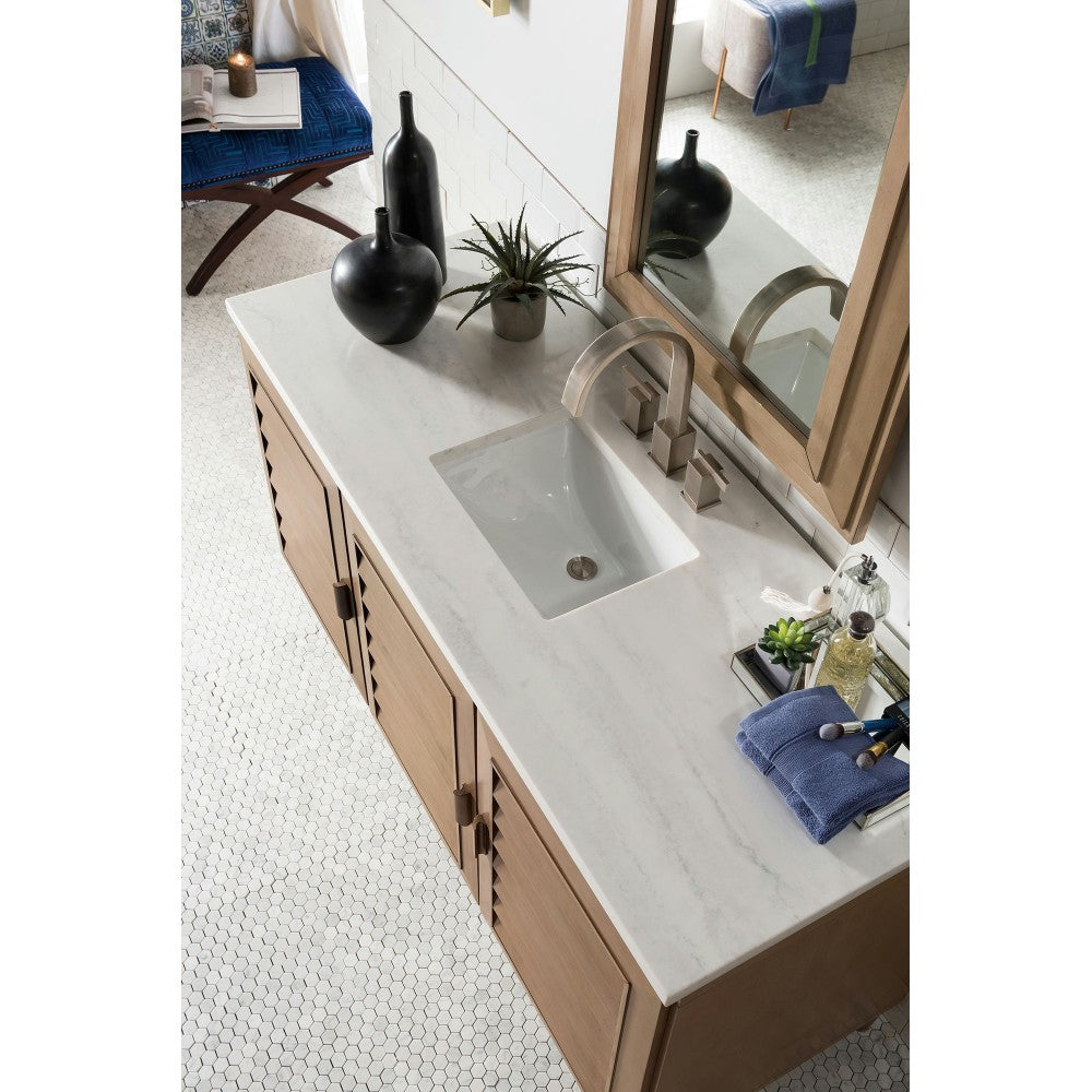Portland 60" Single Vanity Walnut w/3 CM Arctic Fall Solid Surface Top