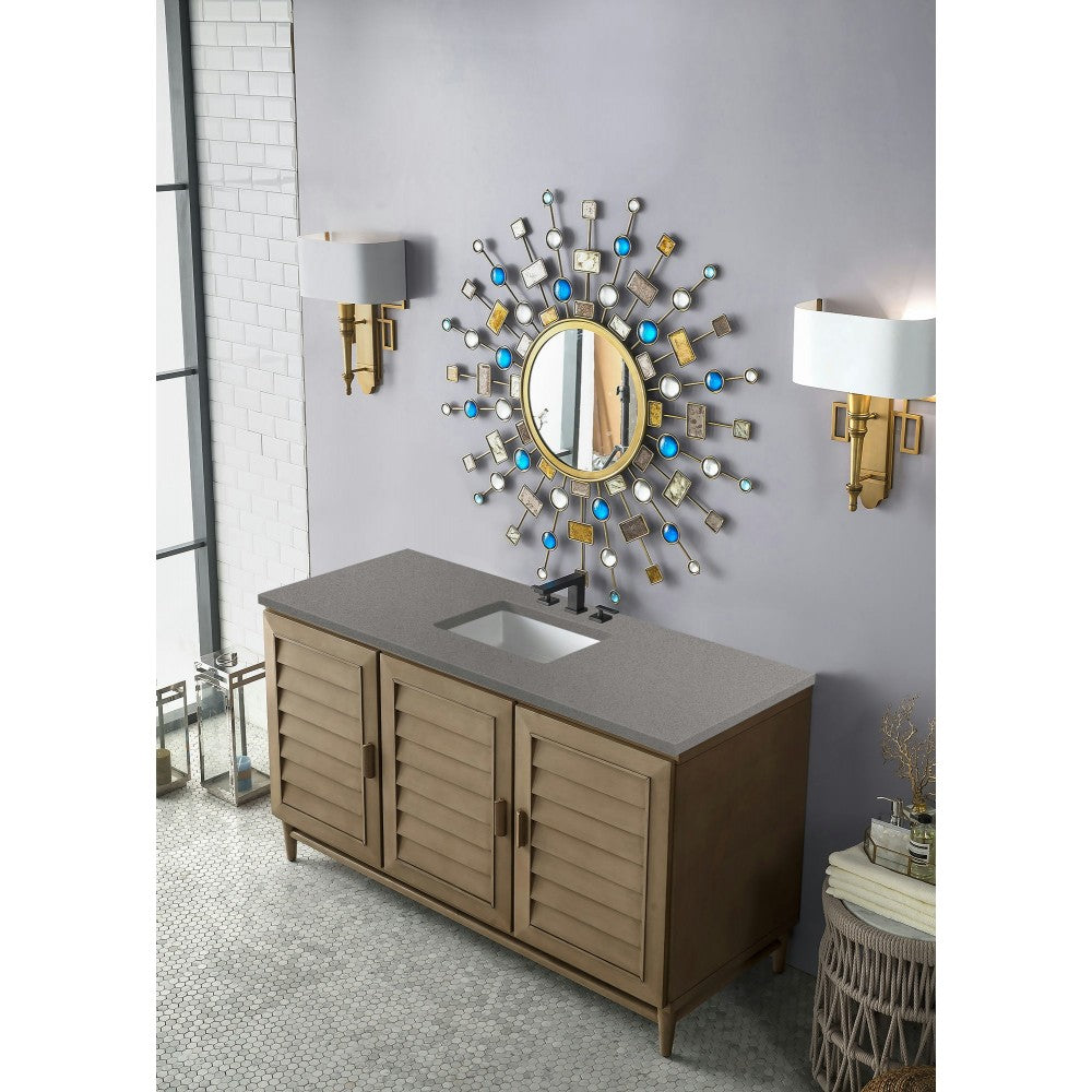 Portland 60" Single Vanity Whitewashed Walnut, w/ 3 CM Gray Expo Quartz Top