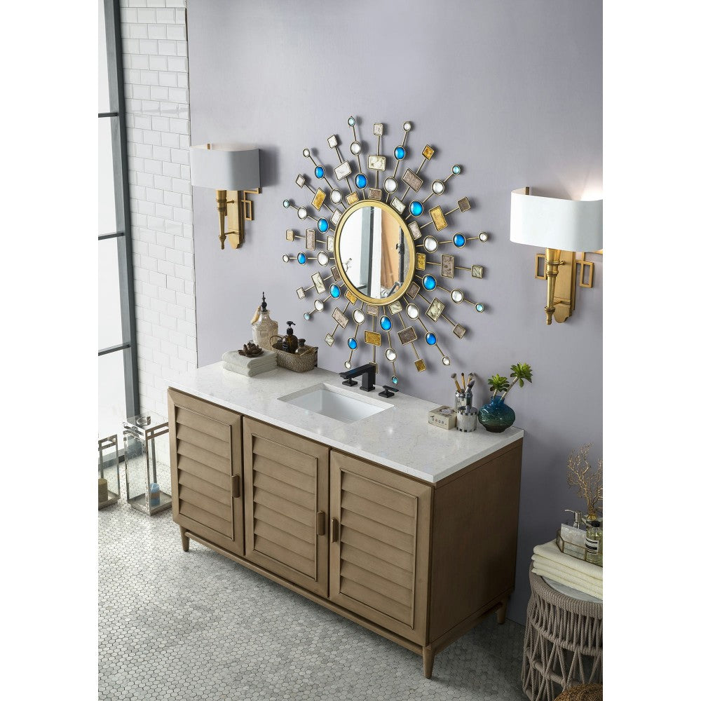 Portland 60" Single Vanity Whitewashed Walnut w/ 3 CM Jasmine Pearl Quartz Top
