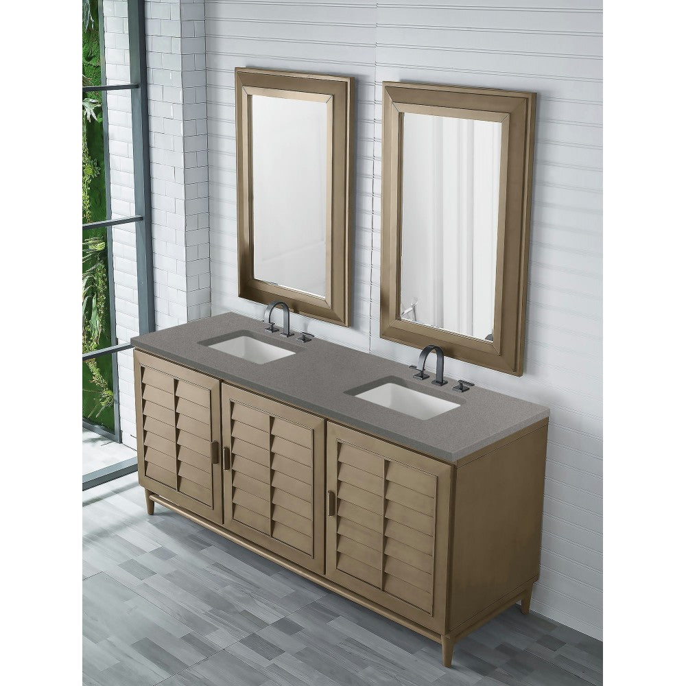 Portland 72" Double Vanity Whitewashed Walnut, w/ 3 CM Gray Expo Quartz Top