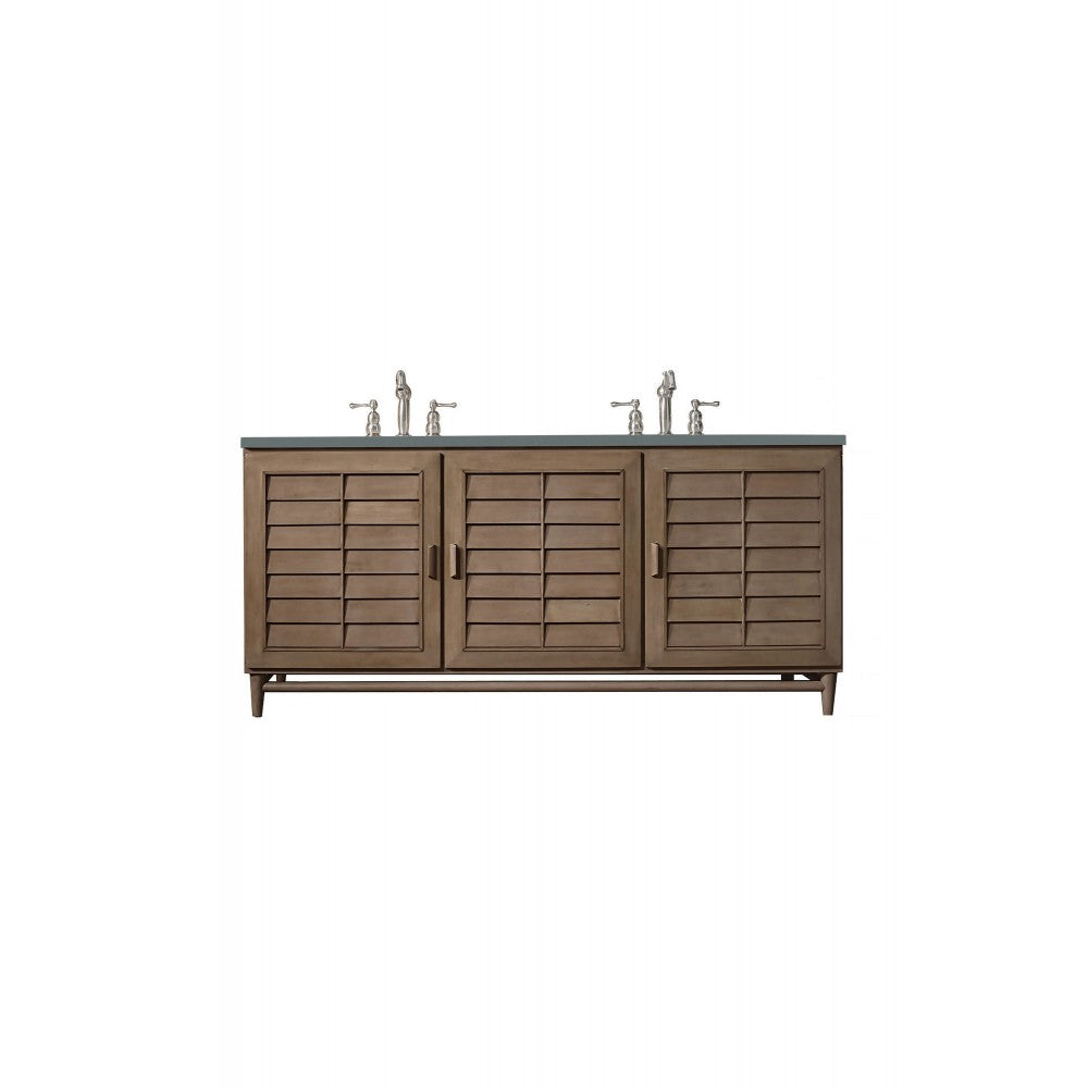 Portland 72" Double Vanity Whitewashed Walnut, w/ 3 CM Cala Blue Quartz Top