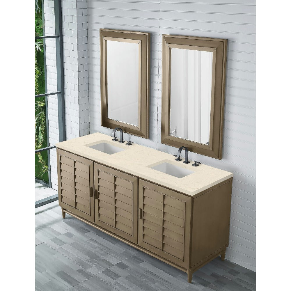 Portland 72" Double Vanity Whitewashed Walnut, w/ 3 CM Eternal Marfil Quartz Top