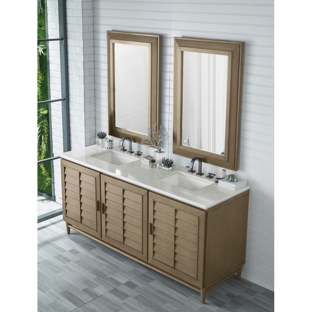 Portland 72" Double Vanity Whitewashed Walnut w/ 3 CM Jasmine Pearl Quartz Top