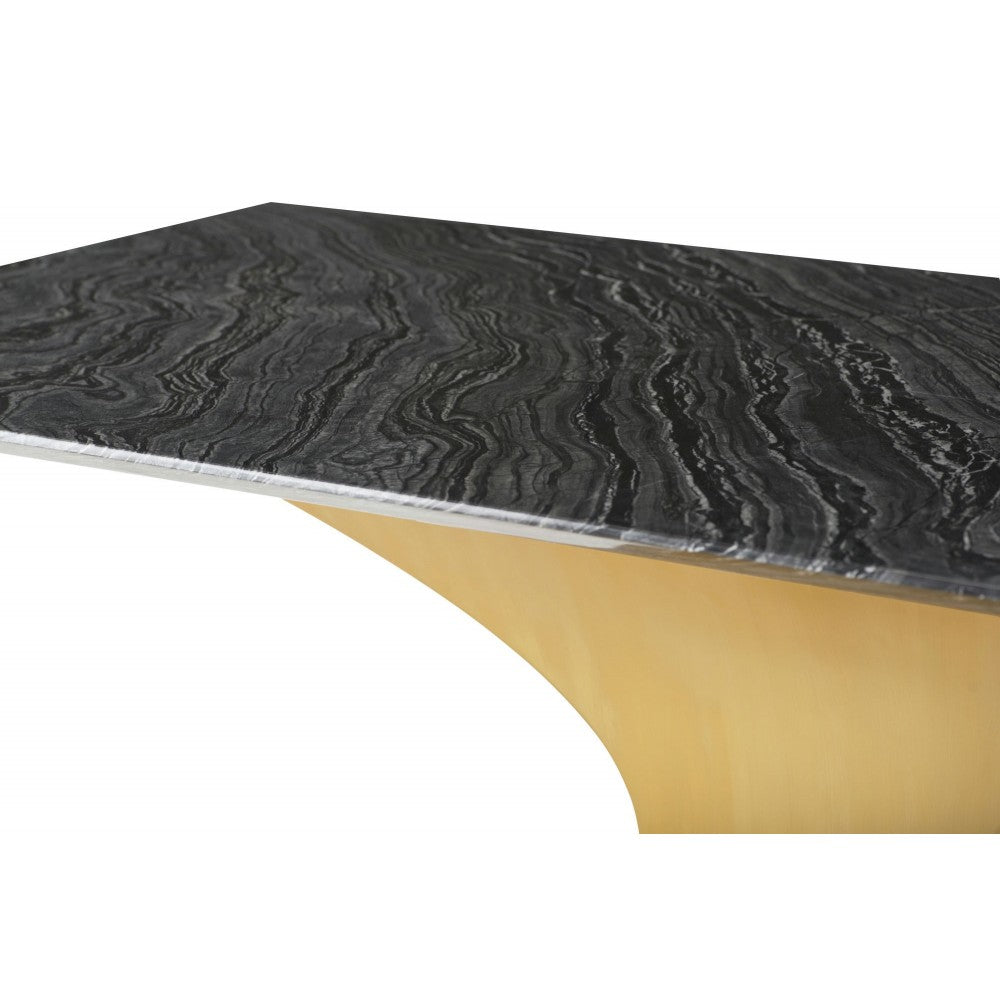 Praetorian Black Wood Vein Stone Dining Table, HGNA563