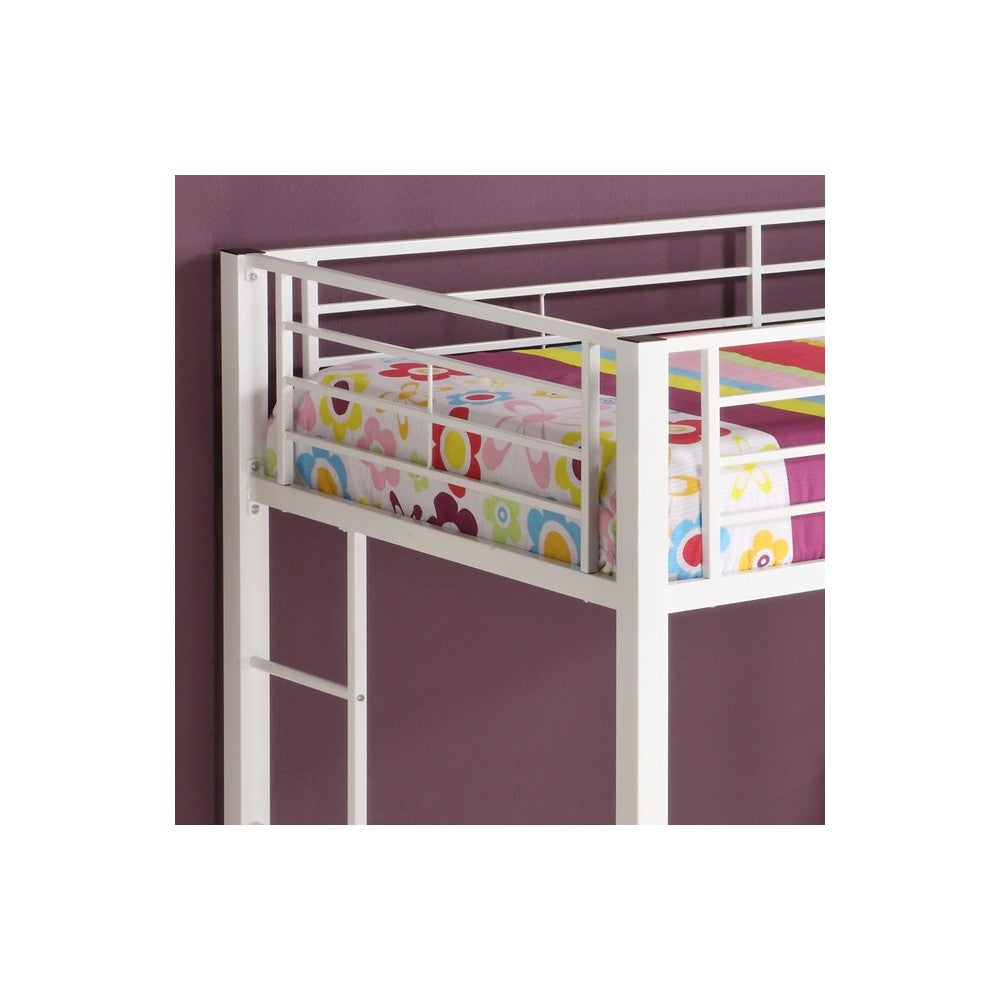 Premium Metal Twin over Futon Bunk Bed - White