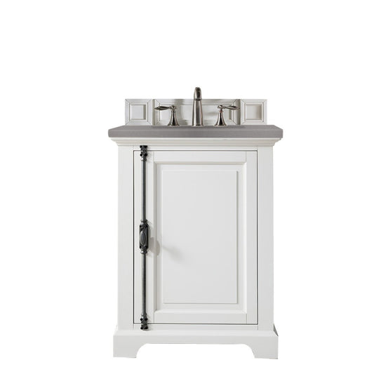 Providence 26" Single Vanity Cabinet, Bright White, w/ 3 CM Gray Expo Quartz Top