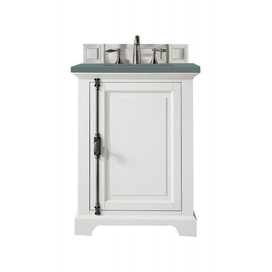 Providence 26" Single Vanity Cabinet, Bright White, w/ 3 CM Cala Blue Quartz Top