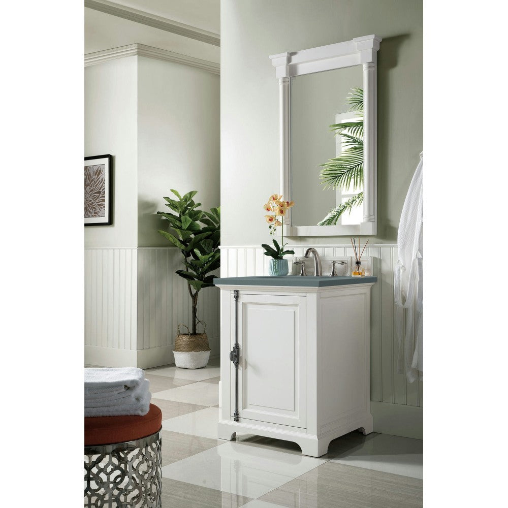 Providence 26" Single Vanity Cabinet, Bright White, w/ 3 CM Cala Blue Quartz Top