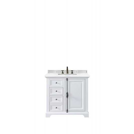 Providence 36" Bright White Single Vanity w/ 3 CM Arctic Fall Solid Surface Top