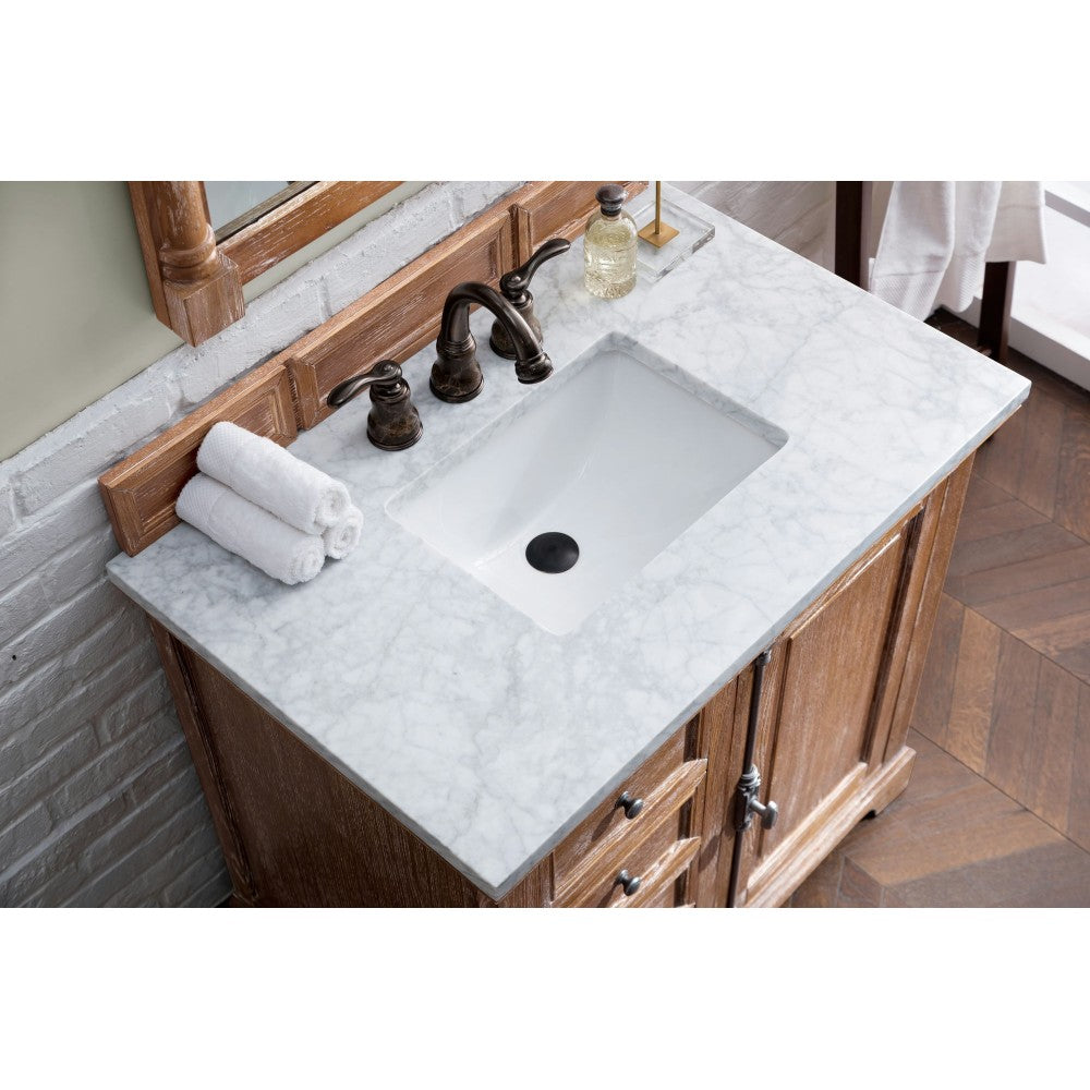 Providence 36" Driftwood Single Vanity w/ 3 CM Carrara Marble Top