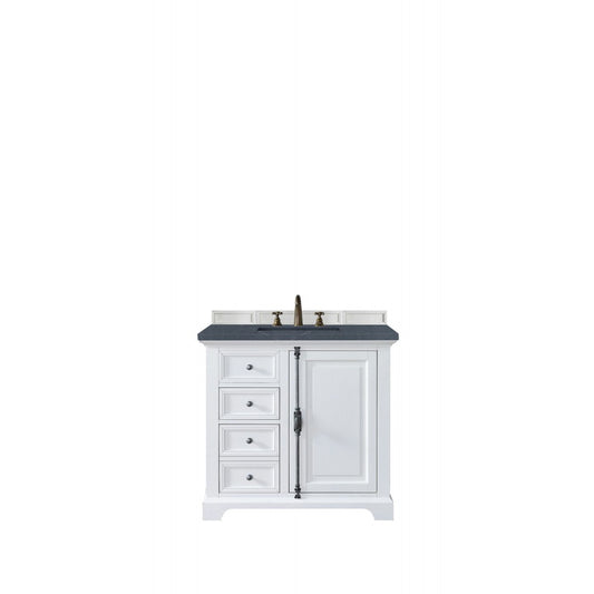 Providence 36" Single Vanity Bright White w/ 3 CM Charcoal Soapstone Quartz Top