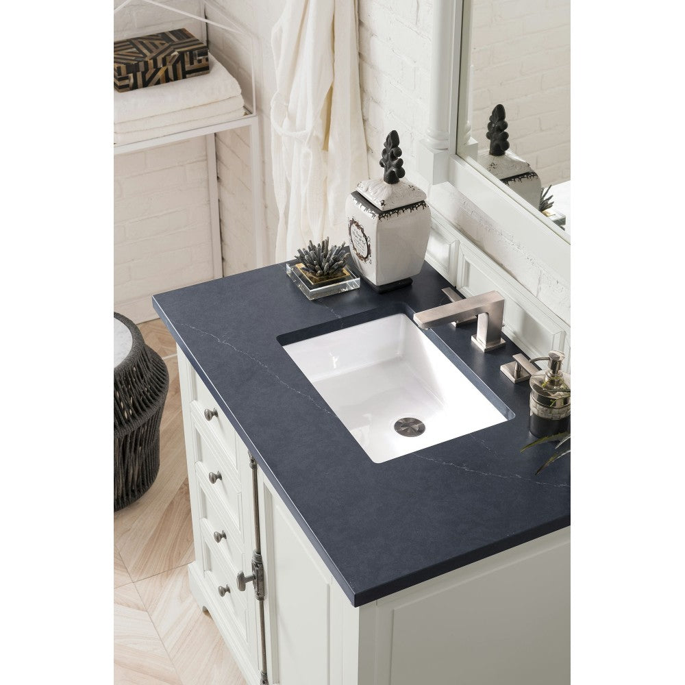 Providence 36" Single Vanity Bright White w/ 3 CM Charcoal Soapstone Quartz Top