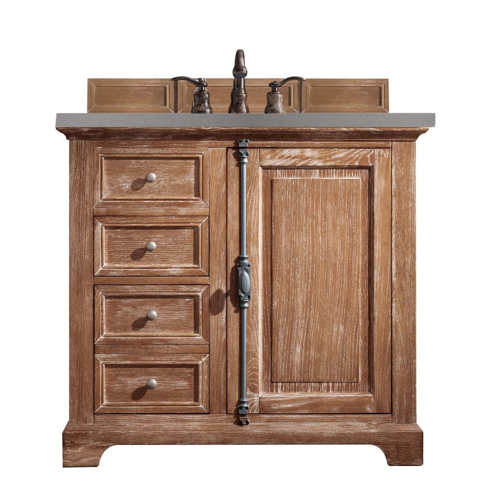 Providence 36" Single Vanity Cabinet, Driftwood, w/ 3 CM Gray Expo Quartz Top