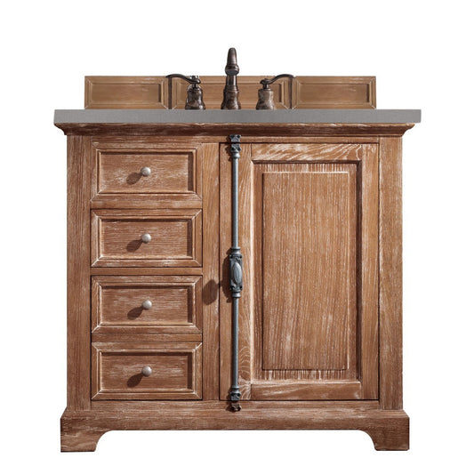 Providence 36" Single Vanity Cabinet, Driftwood, w/ 3 CM Gray Expo Quartz Top