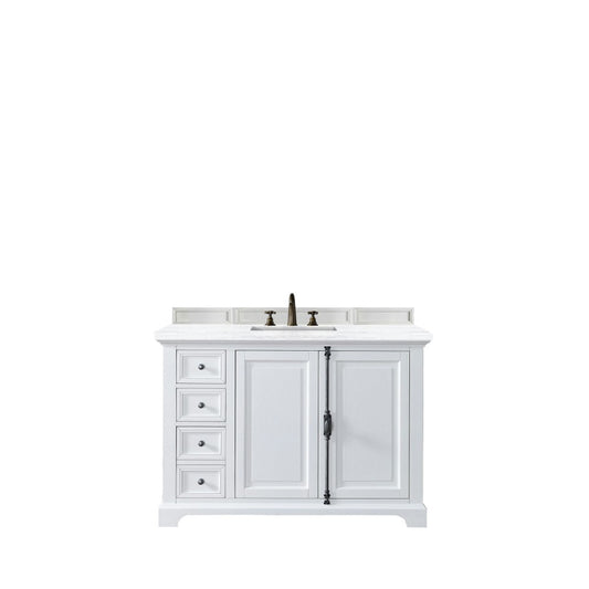 Providence 48" Bright White Single Vanity w/ 3 CM Arctic Fall Solid Surface Top