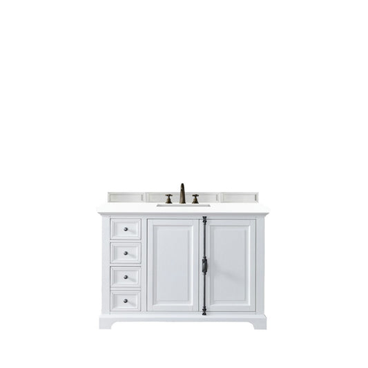 Providence 48" Single Vanity, Bright White, w/ 3 CM Classic White Quartz Top