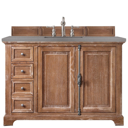 Providence 48" Single Vanity Cabinet, Driftwood, w/ 3 CM Gray Expo Quartz Top