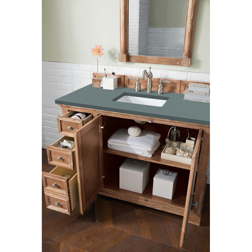 Providence 48" Single Vanity Cabinet, Driftwood, w/ 3 CM Cala Blue Quartz Top